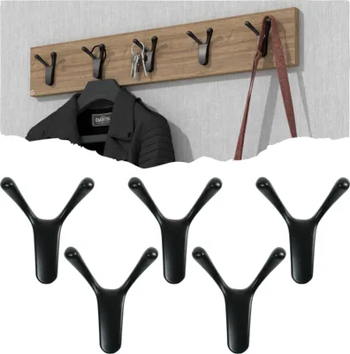 Produktbild von Buffalo Wandhaken, mit 2 Haken, Schwarz 5 Stück