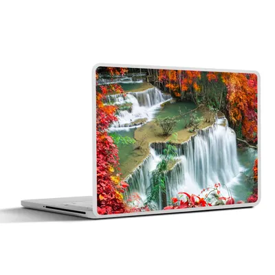 Produktbild von MuchoWow® Laptop Aufkleber Sticker Cover Bäume - Wasserfall - Herbst - Natur 25x18 cm - Laptop-Deko