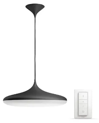 Produktbild von Philips Hue White ambience Cher Pendelleuchte schwarz + Dimmschalter, Intelligente Hängeleuchte, Bluetooth/Zigbee, Schwarz, LED, Synthetik, Nicht austauschbare(s) Leuchtmittel