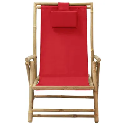 Immagine prodotto di Sedia Relax Reclinabile Rossa in Bambù e Tessuto