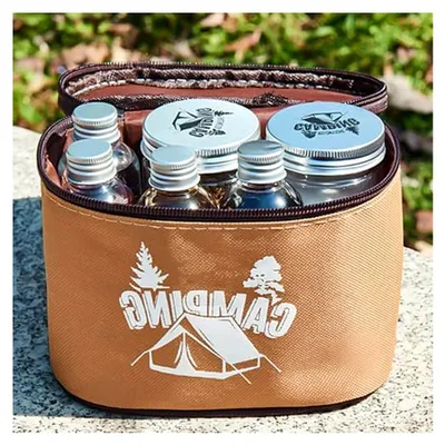Produktbild von 8 Gewürzflaschen - Multifunktionale Aufbewahrungsbehälter mit Picknick-Tasche aus Oxford-Gewebe