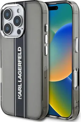Obrázek produktu pro Karl Lagerfeld Iml Stripe Logo Iphone 16 Pro Max Pouzdro na mobilní telefon Šedá Šedá Jedna velikost