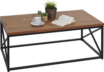 Image de Table basse HWC-A27, Table de salon Table d'appoint Table de salon, métal structure 3D 44x110x60cm, aspect chêne sauvage