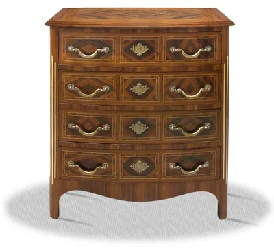 Image de Commode Casa Padrino style baroque, avec 4 tiroirs, couleur marron/laiton, dimensions 80 x 40 x hauteur 85 cm - Meuble de style antique