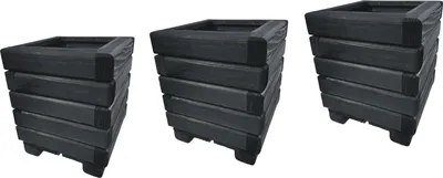 Obrázek produktu pro HolzGarden Sada 3 Dřevěných Květináčů 25x30x25 cm Ebenové Dřevo Impregnované Odolné Proti Povětrnosti Truhlík na Květiny