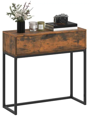 Productafbeelding van Consoletafel, haltafel met lade, industrieel design, voor hal of woonkamer, 80x30x76 cm, zwart