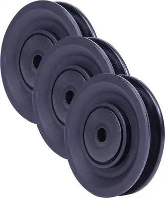 Produktbild von GORILLA SPORTS® Universallager Riemenscheibe - 3er Set, 90mm, mit Kugellager, Kunststoff, Schwarz - Umlenkrolle, Drahtseilrolle, Seilrollen, für Gym, Seile, Kabelmaschine, Fitnessgeräte Ersatzteil