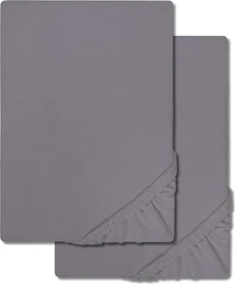 Produktbild von Doppelpack CloudComfort Basic Spannbettlaken Jersey-Stretch dunkelgrau 180 x 190 - 200 x 200 cm (2 Stück)