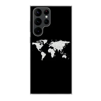 Produktbild von MuchoWow® Handyhülle Schutzhülle Hülle für Samsung Galaxy S22 Ultra Weltkarte - Muster - Schwarz Silikon Softcase Handy Hülle - Abbildung
