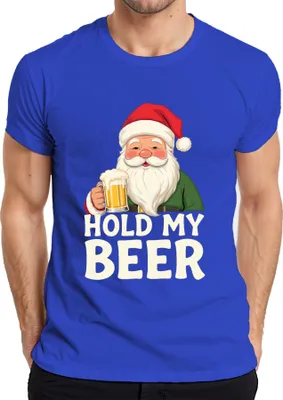 Produktbild von Hold My Beer Weihnachtsmann Bier Weihnachten lustig Geschenk Herren T-Shirt, Blau, S
