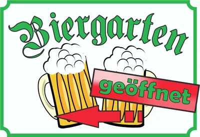 Produktbild von Biergarten geöffnet Schild Pfeil links A4 (210x297mm)
