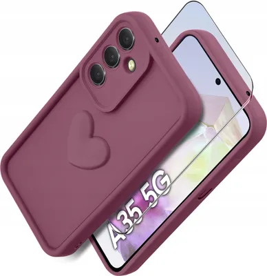 Zdjęcie produktu dla Etui do Samsung A35 5G silikonowe MATOWE serce + Szkło ochronne na ekran 9H