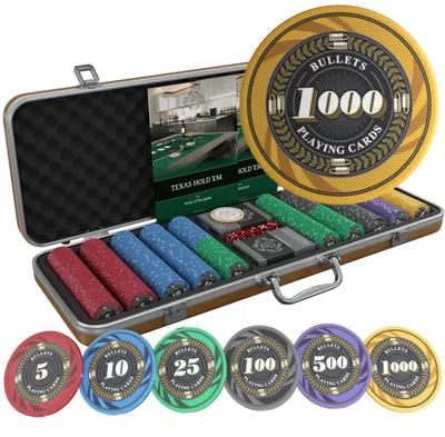 Produktbild von Pokerkoffer mit 500 Keramik Pokerchips "Silvio" mit Werten