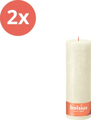 Produktbild von Bolsius - Rustikale Stumpenkerze - 300/100 - 1 Stück pro Packung - Soft Pearl - Vorteilspack - 2 Stücke