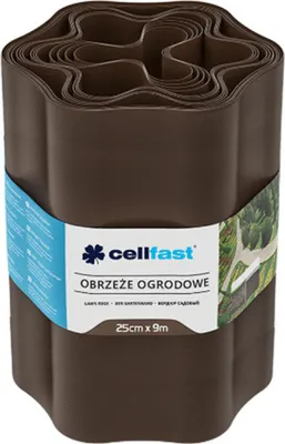 Immagine prodotto di Recinzione ondulata per prato Recinzione per aiuole Bordo per falciatura Palizzata per giardino Barriera per radici in plastica 25 cm x 9 m (marrone)