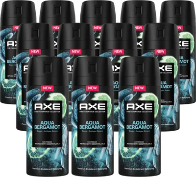 Produktbild von Axe Premium Bodyspray Aqua Bergamot Deo ohne Aluminiumsalze mit 72 Stunden Schutz gegen Körpergeruch 150 ml 12 Stück