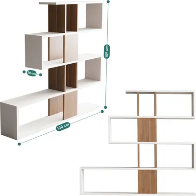 Immagine prodotto di Skye Decor, Karlin - Bianco, Noce, Librerie, Bianco, 120 x 109 x 20 cm