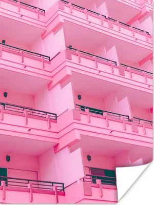 Produktbild von MuchoWow® Poster Balkon - Sommer - Rosa - Architektur 120x160 cm - Wandbilder