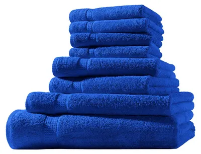 Produktbild von XL-Set 8tlg Frotteetücher Elegance 100% Baumwolle 500 gsm Gästetücher Handtücher Duschtücher Badetücher royalblau