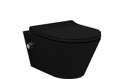 Produktbild von Taharet Dusch Wc ,Warm+Kalt Anschluss,Schwarz matt mit Intergrierter Armatur mit Soft Close Wc sitz