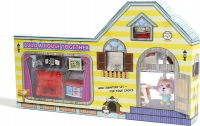 Produktbild von Katzenfigur Spielset mit Möbeln - Buntes Zubehör für kreatives Spielen Kinder