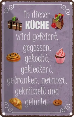 Produktbild von vianmo Blechschild 18x12 cm in dieser Küche wird gefeiert Kochen Essen