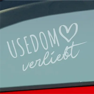 Produktbild von Auto Aufkleber Usedom verliebt Herz Insel Ostsee Liebe Car 19x9 cm Milchglas Sticker Heckscheibenaufkleber
