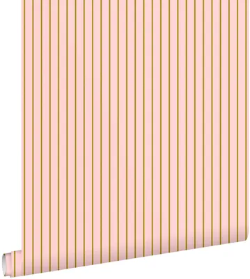 Productafbeelding van ESTAhome behang strepen roze en olijfgroen 50 x 900 cm