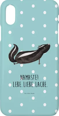 Produktbild von Mr. & Mrs. Panda Iphone 10 Handyhülle Stinktier Yoga - Türkis Pastell - Geschenk, Handy, X, Handycover, Wildtier, Raubtier, Liebe, Namaste, Cover
