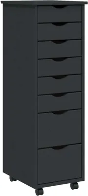 Image de vidaXL Armoire à roulettes avec tiroirs MOSS Gris Pin massif
