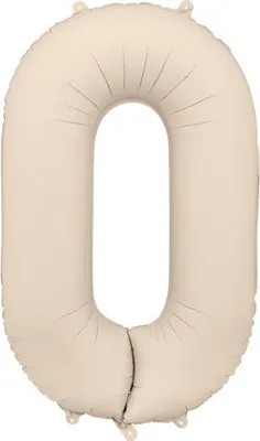 Produktbild von Samtiger Folienballon Zahl 0 in Beige 86cm