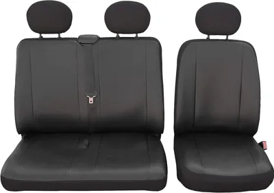 Produktbild von Kunstleder Universal Autobezüge Schonbezug Sitzbezug Sitzbezüge für Transporter Bus 1+2 (Sitzbezug Fahrersitz + 2er Beifahrersitzbank) Schwarz