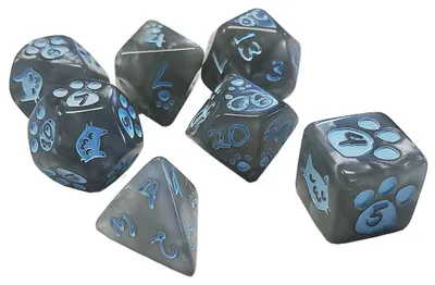 Produktbild von Kitten Polyhedral Dice Set Gray - Würfelset - Steve Jackson Games