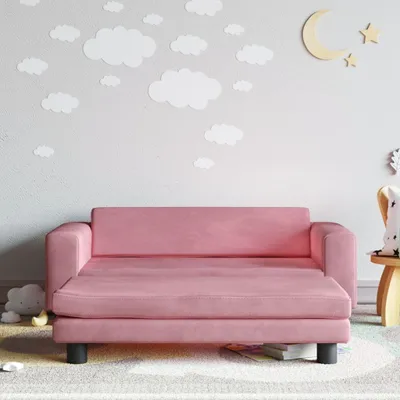Produktbild von vidaXL Kindersofa mit Hocker Rosa 100x50x30 cm Samt