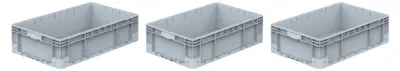 Productafbeelding van Povag Euronorm Stapelbak - Set van 3 - Opbergbak - 60x40x17 cm - Grijs