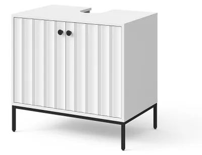 Image de Meuble vasque simple Vicco Eliza Blanc cannelé 70x63cm, Model 57933