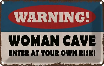 Produktbild von vianmo Blechschild 12x18 cm warning women cave your own risk
