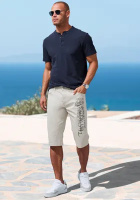 Produktbild von JOHN DEVIN Bermudas - bedruckte Sommer Shorts aus elastischer Baumwollmischung beige Größe 32