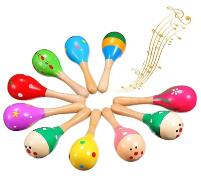 Immagine prodotto di Set di 10 maracas in legno per l'educazione musicale