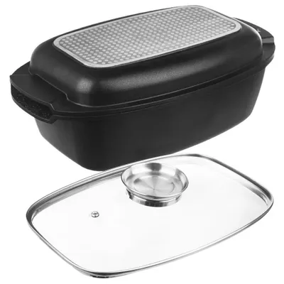 Produktbild von Orion Bräter mit Granitbeschichtung Bratentopf Schmortopf mit Deckel Grilltopf Grillpfanne 3in1 GRANDE 5l