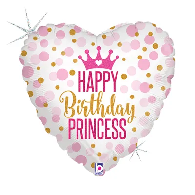 Produktbild von 18"/Ø46cm Folienballon "Happy Birthday" Princess Glitter