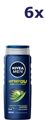 Produktbild von 6x Nivea Men Energy Douchegel 3 in 1 500ML