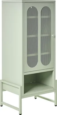 Produktbild von BELIANI Sideboard Mintgrün Stahl Halbhoch Schmal mit Griff 1 Tür 5 Fächern Industrie Design Metallschrank für Wohnzimmer Büro Flur Bad