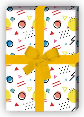Produktbild von Modernes Geschenkpapier Set, Dekorpapier mit Memphis Design, Kreise - G8821, 32 x 48cm