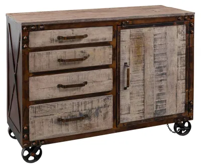 Immagine prodotto di MASSIVMOEBEL24 | credenza in legno di Mango 120x46x92 marrone laccato HEAVY INDUSTRY #225