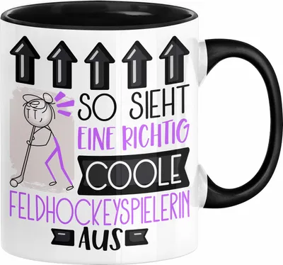 Produktbild von Feldhockeyspielerin Geschenk Tasse Geschenkidee für Feldhockeyspielerin Geburtstag Weihnachten Spruch So Sieht Eine Richtig Coole Feldhockeyspielerin Aus Kaffee-Becher  (Schwarz)