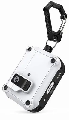 Zdjęcie produktu dla Etui na airpods pro 2/1 ochronne silikonowe z karabińczykiem biały