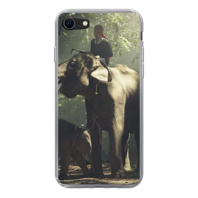 Produktbild von MuchoWow® Handyhülle Schutzhülle Hülle für iPhone SE 2020 Elefant - Wald - Bäume - Tiere - Trainer Silikon Softcase Handy Hülle - Kartenbesitzer
