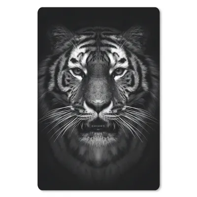 Produktbild von MuchoWow® Mauspad Mousepad Tiger - Tiere - Schwarz - Weiß - Porträt - Wild 40x60 cm - Mousepads - Maus Mat - Pad - Mausunterlage - Schreibtisch Accesoire