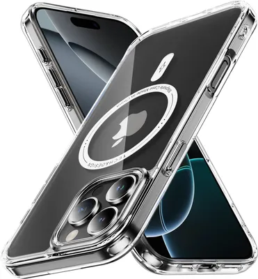 Obrázek produktu pro Magnetické průhledné pouzdro pro iPhone 16 Pro, kompatibilní s MagSafe, hybridní nárazuvzdorné ochranné pouzdro Bílý
